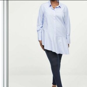 Lane Bryant Asymmetrical Striped Button Down Tunic 18/20